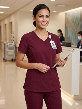 ScrubStar Women’s Scrub Top Burgundy Large